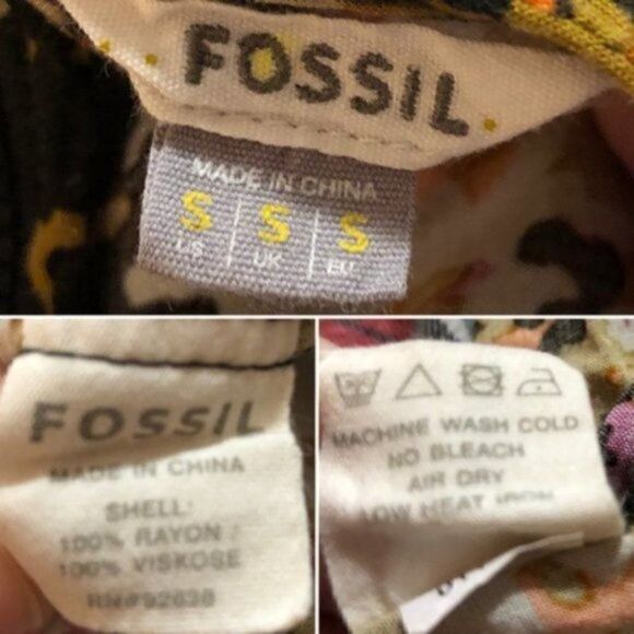 Fossil Abstract Colorful Romper Shorts Orange Tan Pink S - Picture 10 of 11